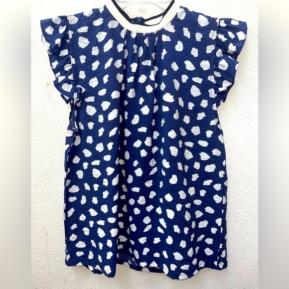 THML Tops - THML Cute fresh Navy top with flutter sleeves. Rayon and nylon. EUC